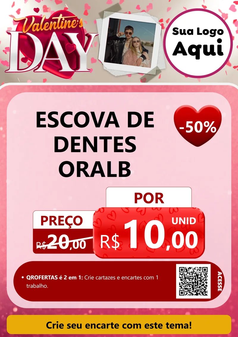 Modelo de Cartaz para Cartaz A4 Vertical com o tema Valentine's Day para Higiene Pessoal