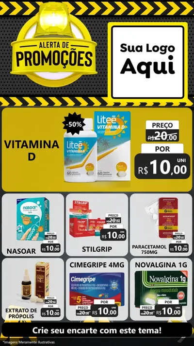 Modelo de Rede Social para Stories com o tema Alerta de Promoções para Farmácia