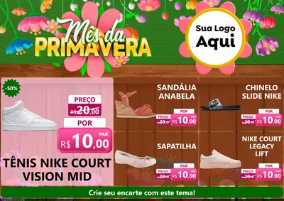 Modelo de Encarte para Encarte A4 Horizontal com o tema Mês da Primavera para Calçados