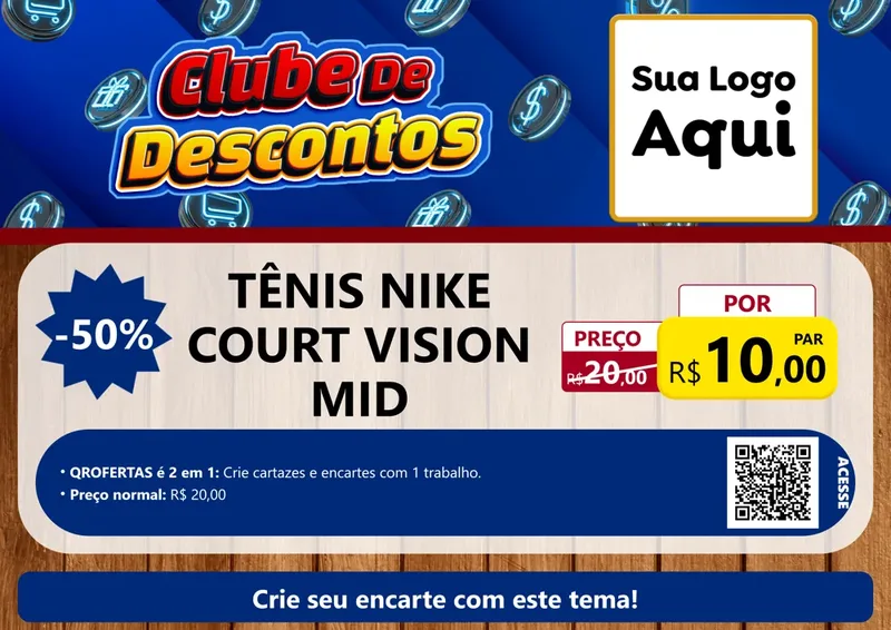 Modelo de Cartaz para Cartaz A4 Horizontal com o tema Clube de Descontos para Calçados