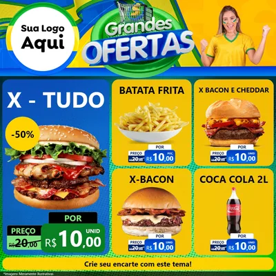Modelo de Rede Social para Feed Facebook com o tema Grandes Ofertas para Hamburgueria