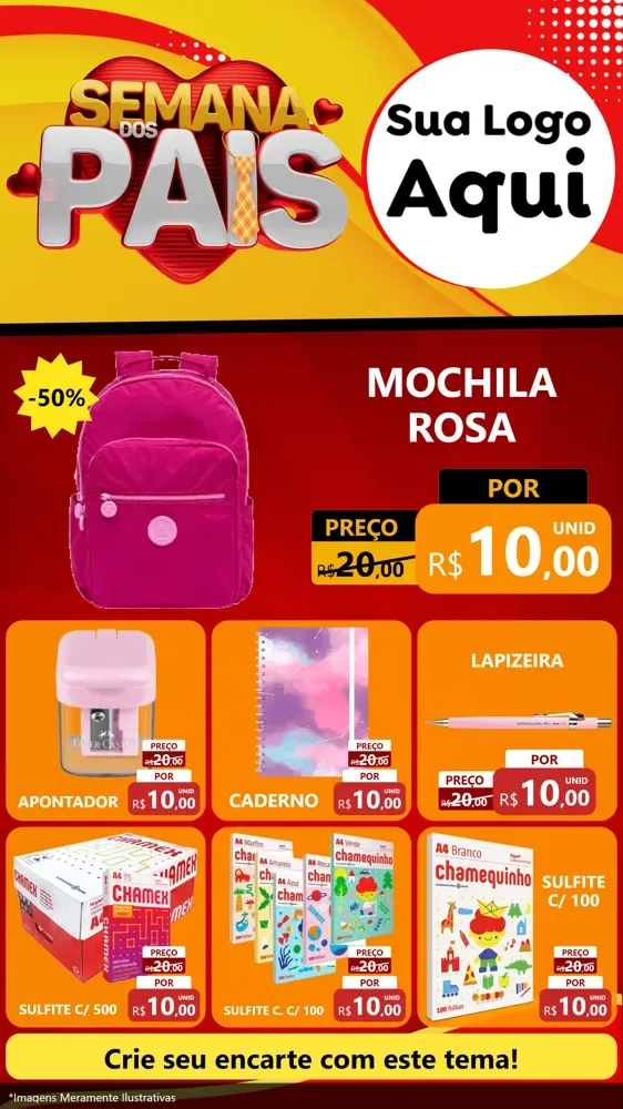 Modelo de Rede Social para Stories com o tema Semana Dos Pais para Papelaria