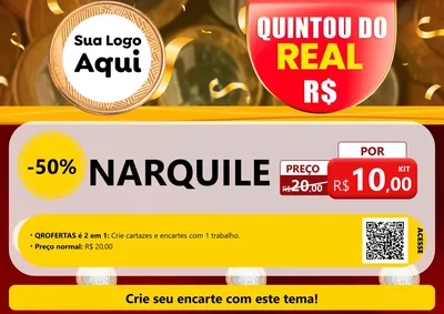 Modelo de Cartaz para Cartaz A4 Horizontal com o tema Quintou do Real para Tabacaria