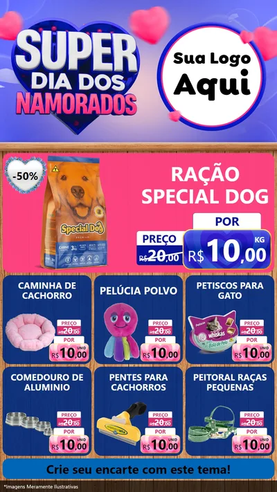 Modelo de Rede Social para Stories com o tema Super Dia dos Namorados para Pet Shop