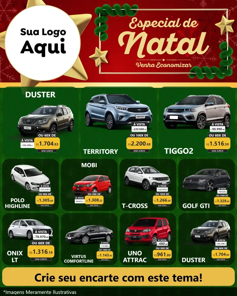 Modelo de Rede Social para Feed Instagram com o tema Especial de Natal para Concessionaria de Carros