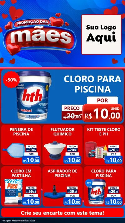 Modelo de Rede Social para Stories com o tema Promoção das Mães para Produtos para Piscina