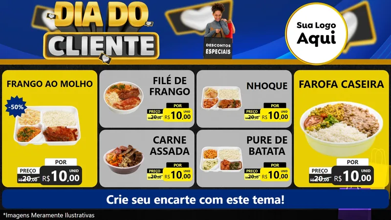 Modelo de TV para TV Horizontal com o tema Dia Do Cliente para Restaurante