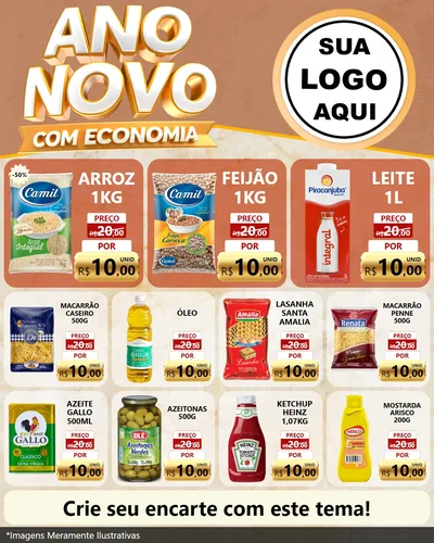 Modelo de Rede Social para Feed Instagram com o tema Ano Novo Com Economia para Supermercado