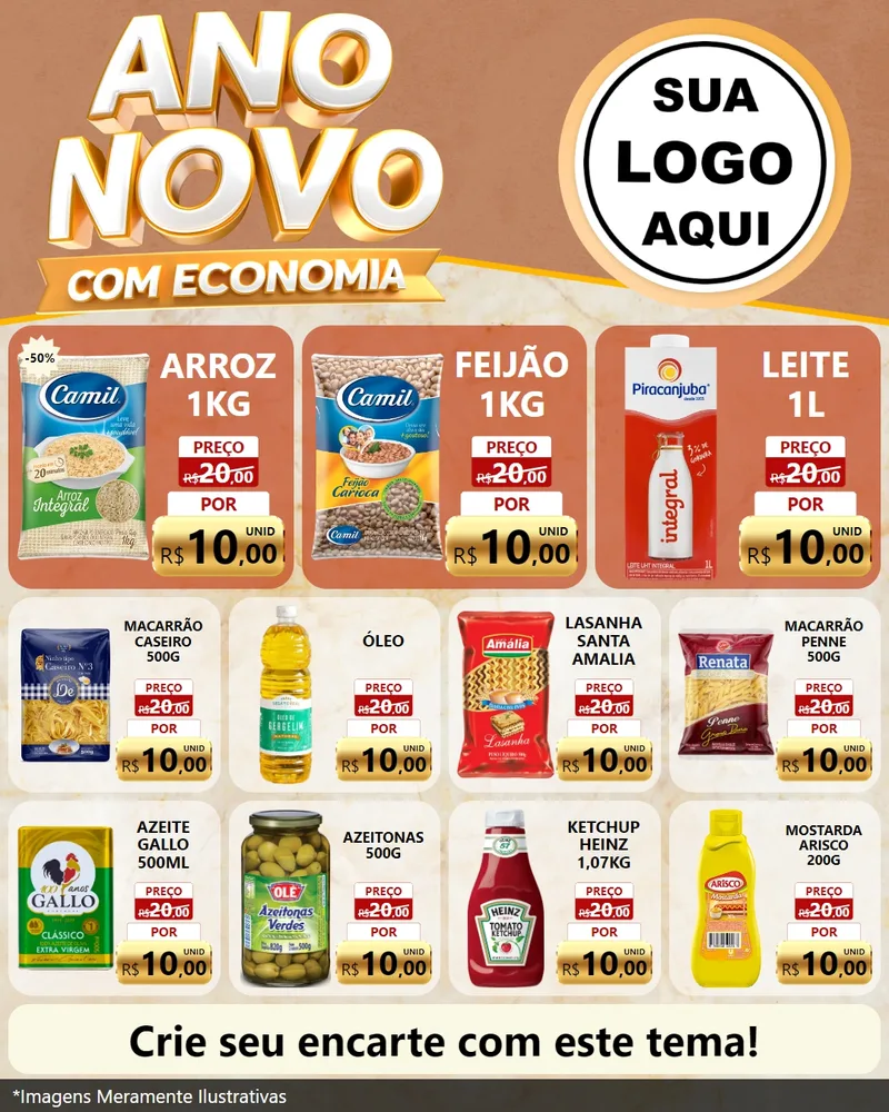 Modelo de Rede Social para Feed Instagram com o tema Ano Novo Com Economia para Supermercado