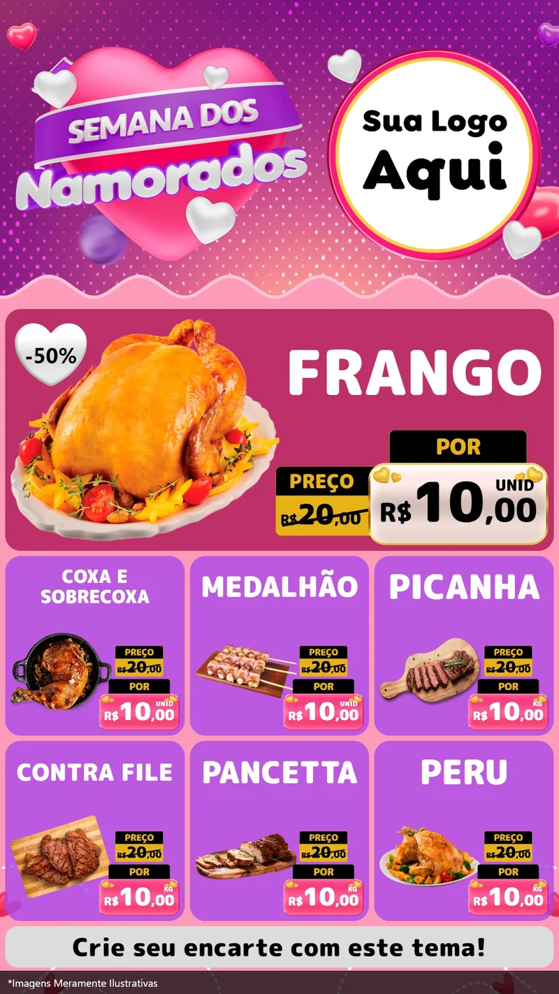 Modelo de Rede Social para Stories com o tema Semana dos Namorados para Assados