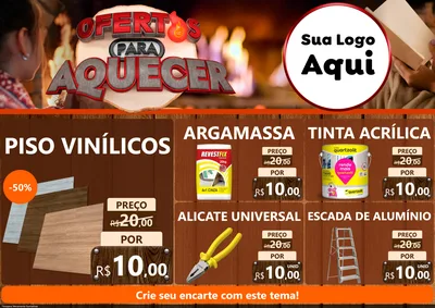Modelo de Encarte para Encarte A4 Horizontal com o tema Ofertas Para Aquecer para Material para Construção