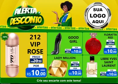 Modelo de Encarte para Encarte A4 Horizontal com o tema Alerta de Desconto para Perfumes