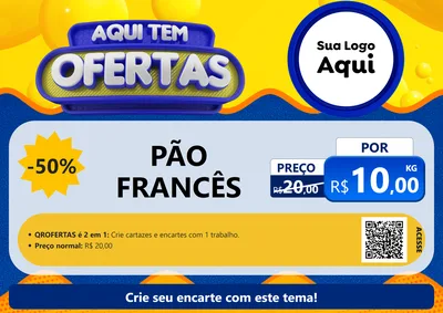 Modelo de Cartaz para Cartaz A4 Horizontal com o tema Aqui Tem Ofertas para Padaria