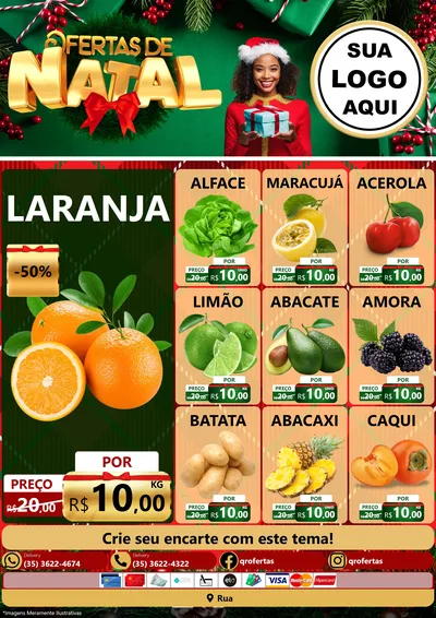Modelo de Encarte para Encarte A4 Vertical com o tema Ofertas de Natal para Hortifrúti
