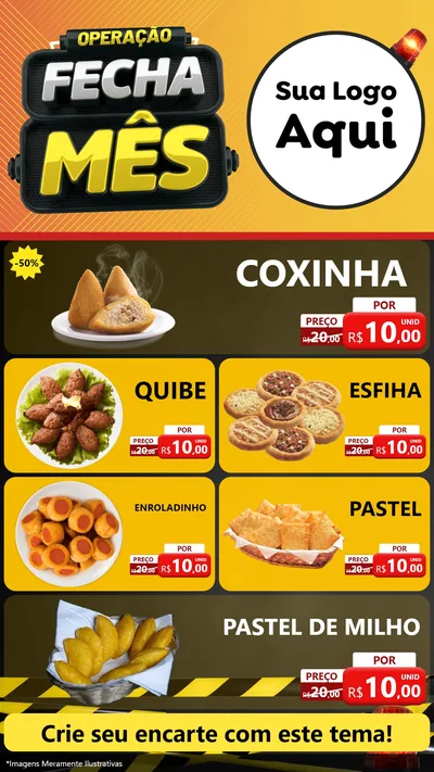 Modelo de TV para TV Vertical com o tema Operação Fecha Mês para Salgadaria