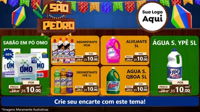 Modelo de TV para TV Horizontal com o tema São Pedro para Produtos de Limpeza