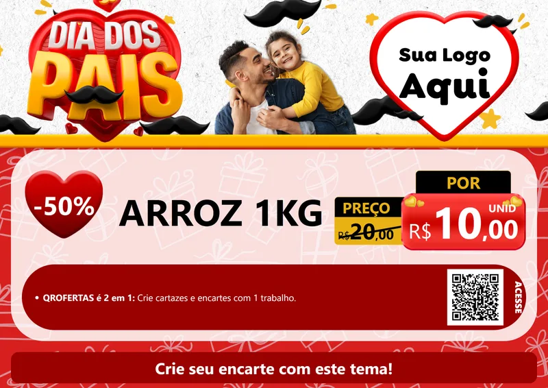 Modelo de Cartaz para Cartaz A4 Horizontal com o tema Dia dos Pais para Supermercado