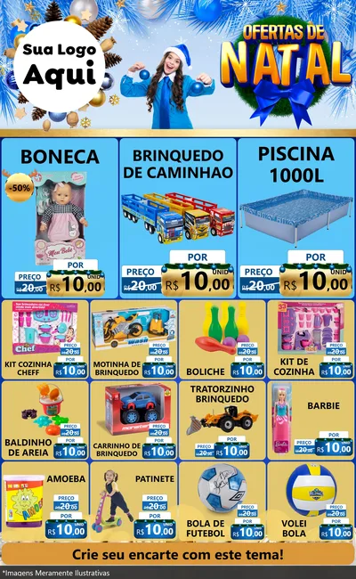 Modelo de Encarte para Encarte Grande com o tema Ofertas de Natal para Brinquedos