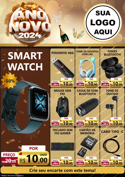 Modelo de Encarte para Encarte A4 Vertical com o tema Feliz Ano Novo 2027 para Informática