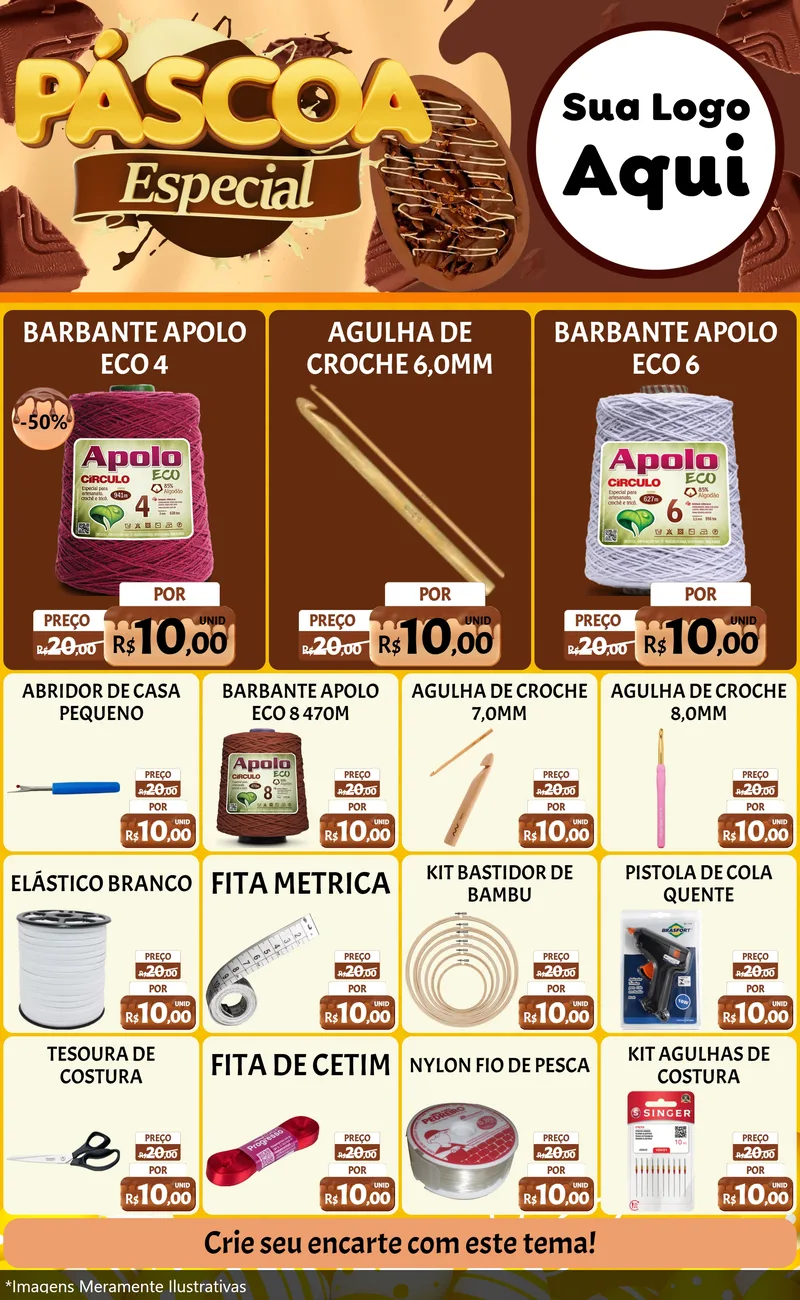 Modelo de Encarte para Encarte Grande com o tema Páscoa Especial para Armarinho e Aviamentos