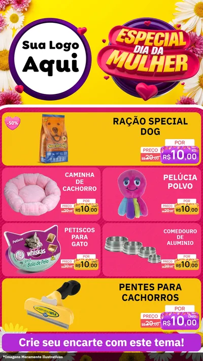 Modelo de TV para TV Vertical com o tema Especial Dia da Mulher para Pet Shop