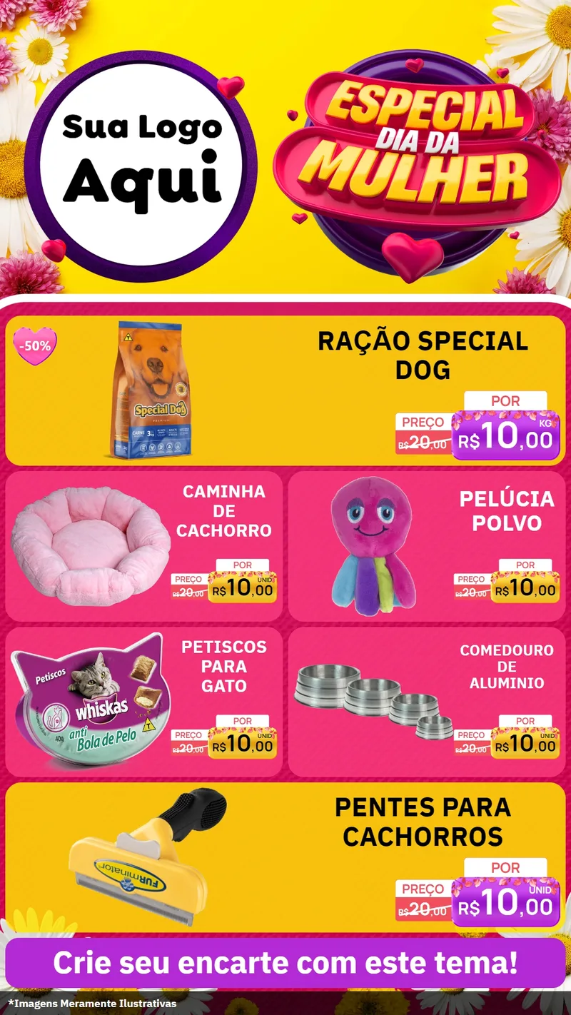 Modelo de TV para TV Vertical com o tema Especial Dia da Mulher para Pet Shop