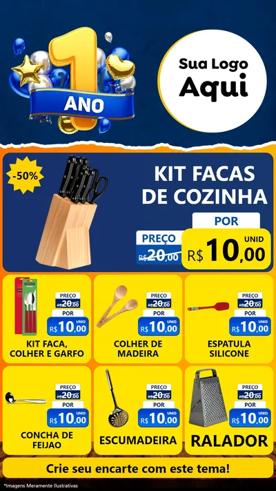 Modelo de Rede Social para Stories com o tema Um Ano de Aniversário para Utilidades Domésticas