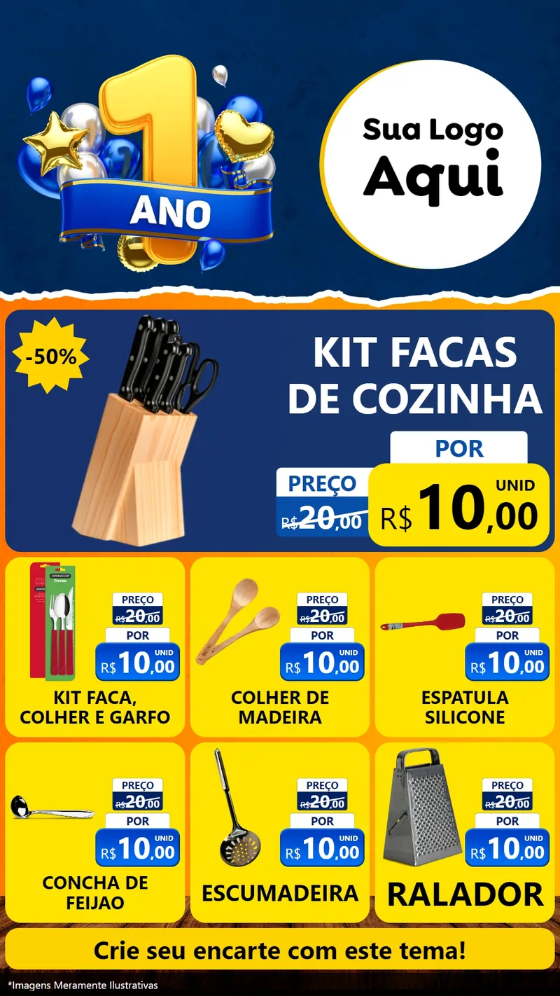 Modelo de Rede Social para Stories com o tema Um Ano de Aniversário para Utilidades Domésticas