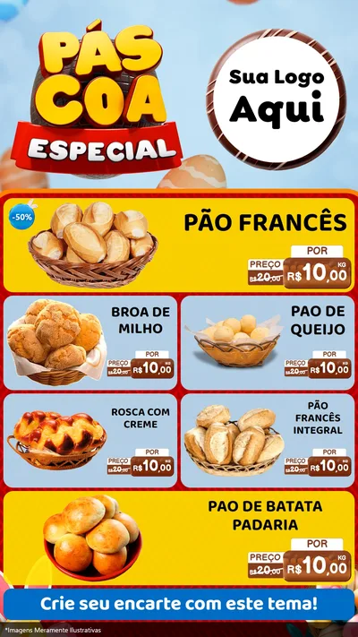 Modelo de TV para TV Vertical com o tema Páscoa Especial para Padaria