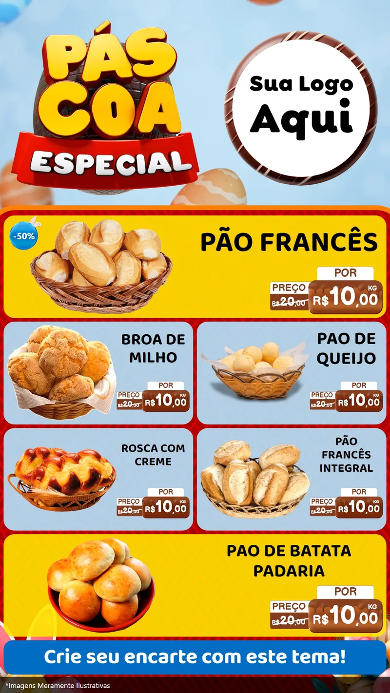 Modelo de TV para TV Vertical com o tema Páscoa Especial para Padaria
