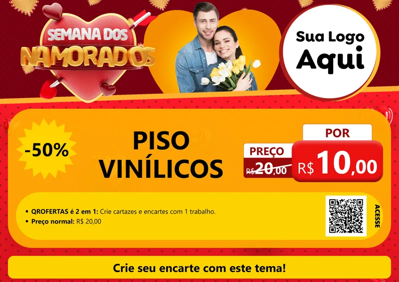 Modelo de Cartaz para Cartaz A4 Horizontal com o tema Semana dos Namorados para Material para Construção