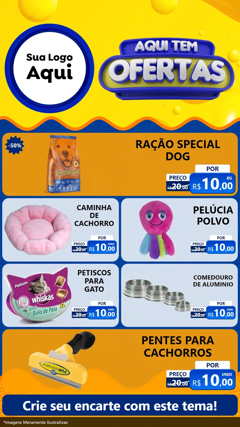 Modelo de TV para TV Vertical com o tema Aqui Tem Ofertas para Pet Shop