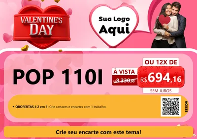 Modelo de Cartaz para Cartaz A4 Horizontal com o tema Valentine's Day para Concessionaria de Motos