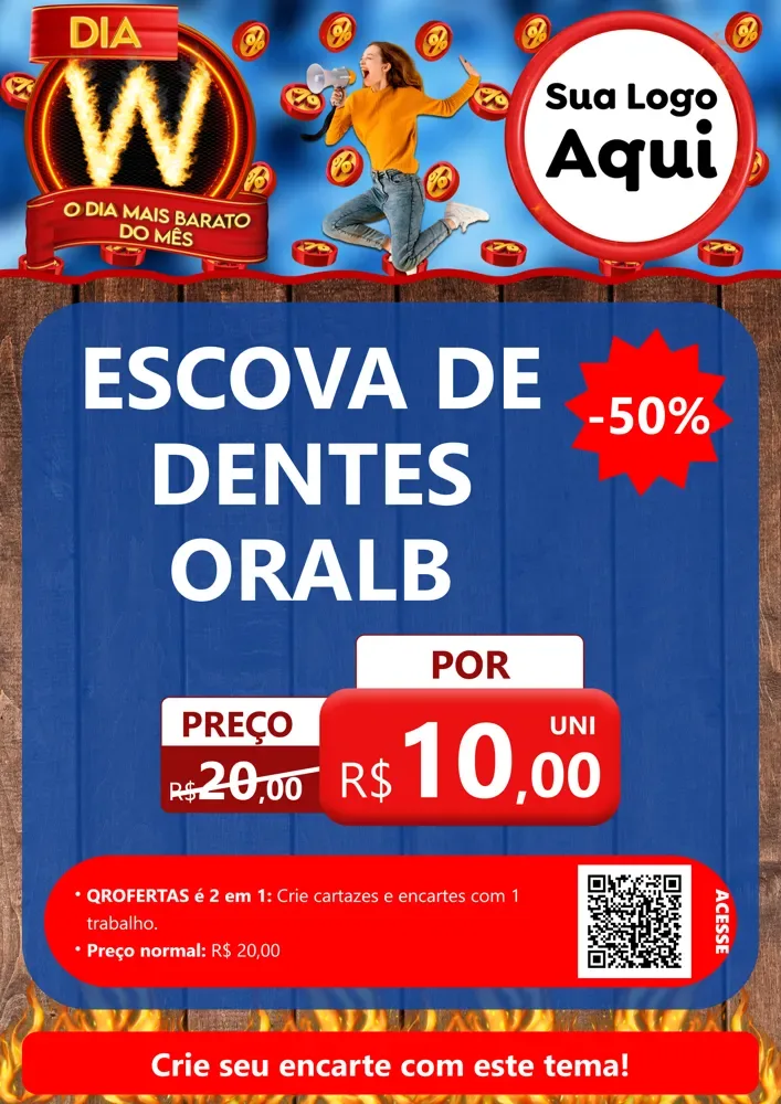 Modelo de Cartaz para Cartaz A4 Vertical com o tema Dia W - O Dia Mais Barato Do Mês para Higiene Pessoal