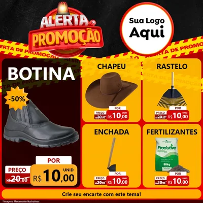 Modelo de Rede Social para Feed Facebook com o tema Alerta de Promoção para Agropecuária