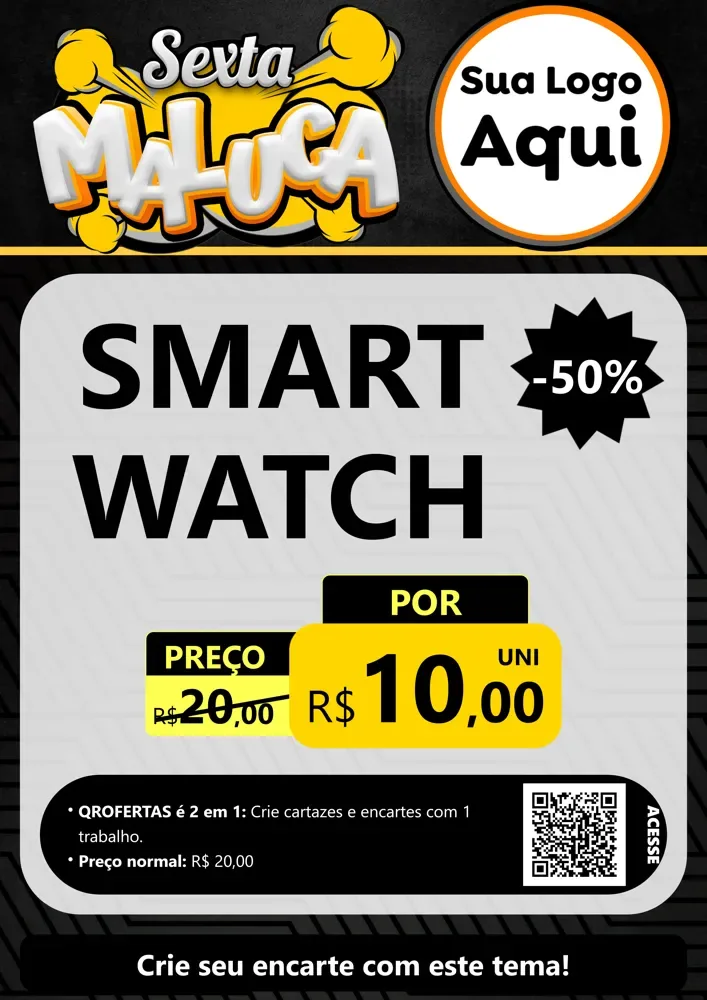 Modelo de Cartaz para Cartaz A4 Vertical com o tema Sexta Maluca para Informática