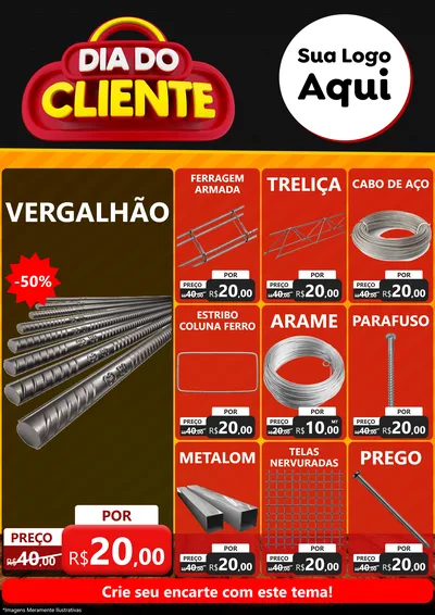 Modelo de Encarte para Encarte A4 Vertical com o tema Dia do Cliente para Ferragens