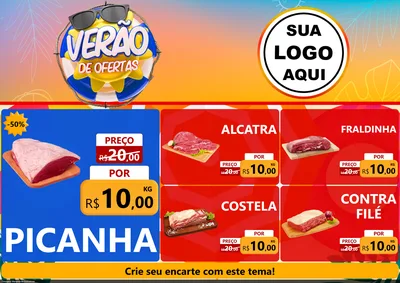 Modelo de Encarte para Encarte A4 Horizontal com o tema Verão de Ofertas para Açougue