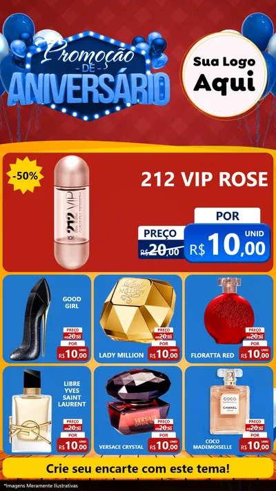 Modelo de Rede Social para Stories com o tema Promoção de Aniversário para Perfumes