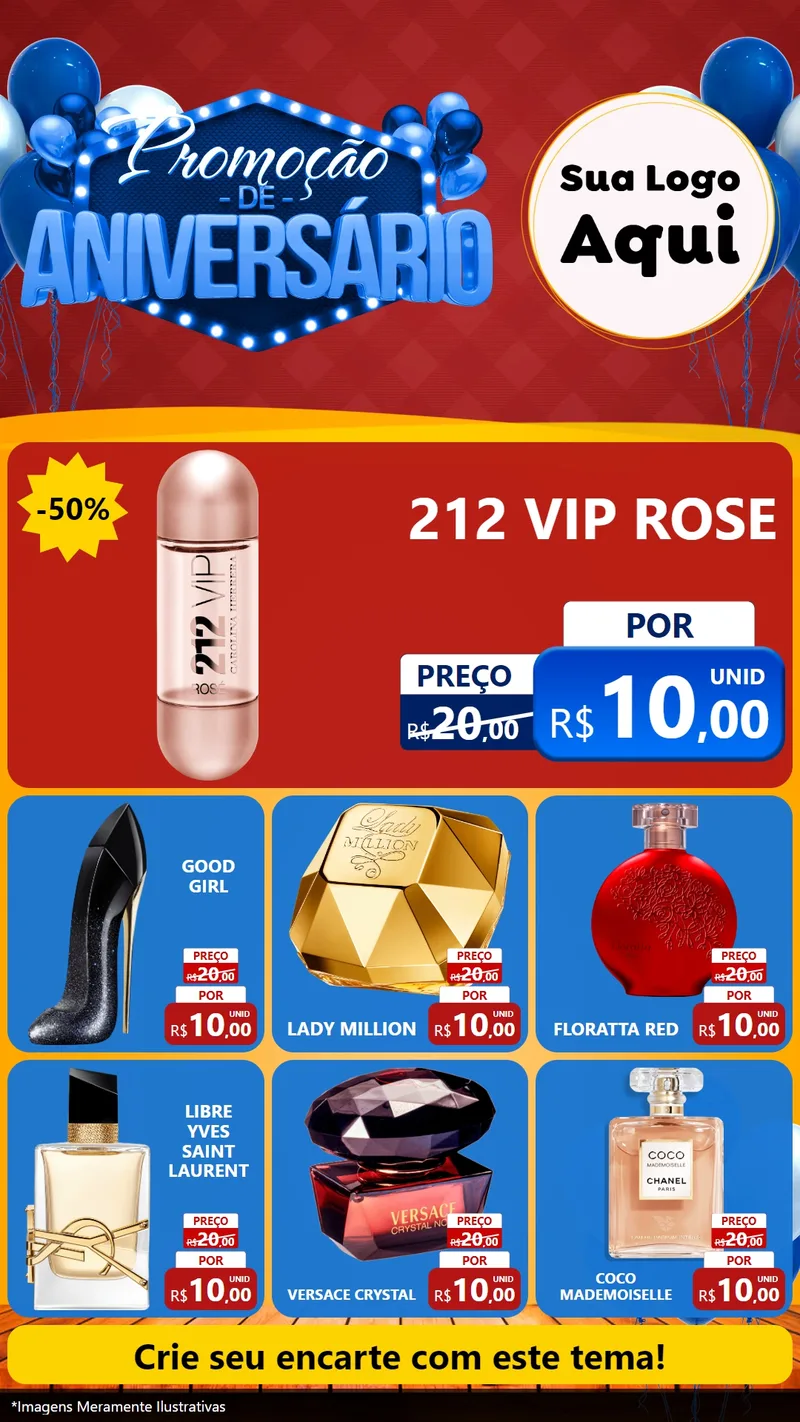 Modelo de Rede Social para Stories com o tema Promoção de Aniversário para Perfumes