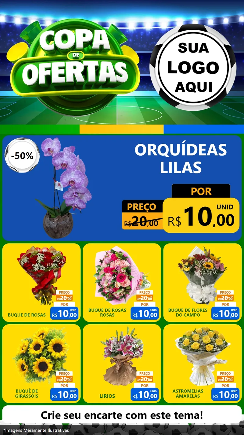 Modelo de Rede Social para Stories com o tema Copa de Ofertas para Floricultura e jardim