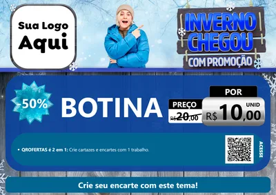 Modelo de Cartaz para Cartaz A4 Horizontal com o tema Inverno Chegou Com Promoção para Agropecuária