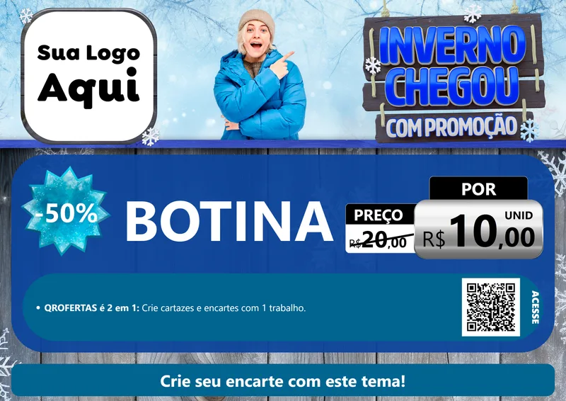 Modelo de Cartaz para Cartaz A4 Horizontal com o tema Inverno Chegou Com Promoção para Agropecuária