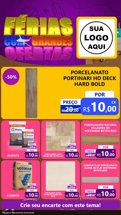 Modelo de Rede Social para Stories com o tema Férias com Grandes Ofertas para Pisos e revestimentos