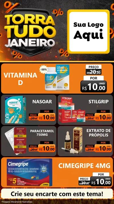 Modelo de TV para TV Vertical com o tema Torra Tudo Janeiro para Farmácia