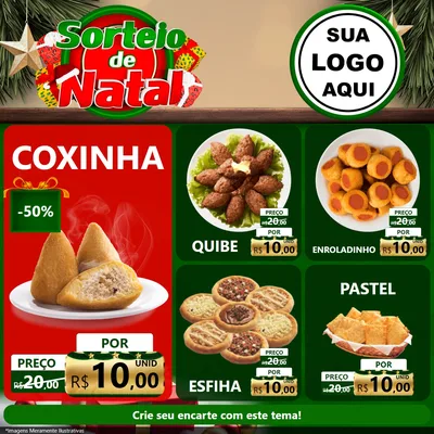Modelo de Rede Social para Feed Facebook com o tema Sorteio de Natal para Salgadaria