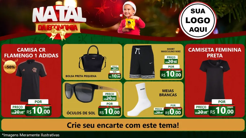 Modelo de TV para TV Horizontal com o tema Natal da Economia para Roupas e acessórios