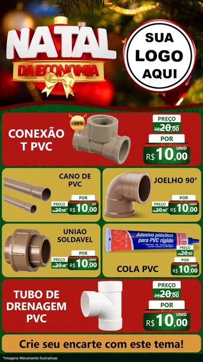 Modelo de TV para TV Vertical com o tema Natal da Economia para Tubos e conexões