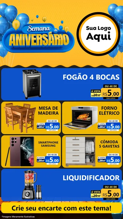 Modelo de TV para TV Vertical com o tema Semana de Aniversário para Móveis e Eletro