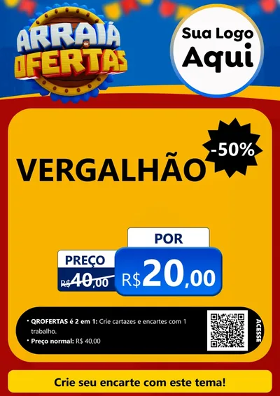 Modelo de Cartaz para Cartaz A4 Vertical com o tema Arraiá de Ofertas - Junina para Ferragens